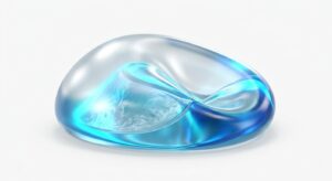 모티바 보형물의 점탄성과 인체공학적 설계를 보여주는 3D 의학 일러스트